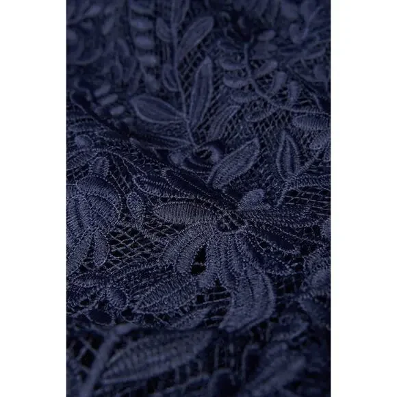 Kay Unger Portia Tea Length Dress in Midnight Blue - Picture 5 of 16